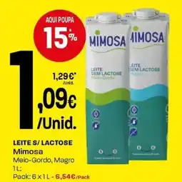 Intermarché Leite s/ lactose Mimosa promoção