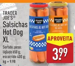 ALDI TRADER JOE'S Salsichas Hot Dog XL promoção