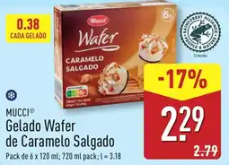 ALDI MUCCI Gelado Wafer de Caramelo Salgado promoção