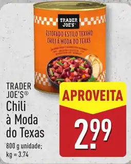 ALDI TRADER JOE'S Chili à Moda do Texas unidade; promoção