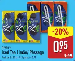 ALDI RIVER Iced Tea Limão/ Pêssego promoção
