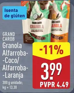 ALDI GRAND CAROB Granola Alfarroba Coxo/ Alfarroba Laranja promoção