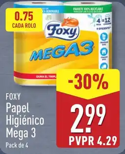 ALDI FOXY Papel Higiénico Mega 3 promoção