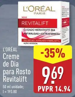 ALDI L'ORÉAL Creme de Dia para Rosto Revitalift promoção