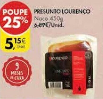 Pingo Doce Presunto Lourenço 450g promoção