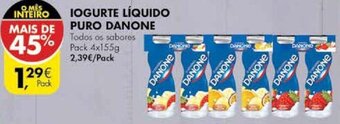 Pingo Doce Iogurte Líquido Puro Danone 4x155g promoção