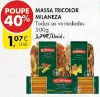 Pingo Doce Massa Tricolor Milaneza 500g promoção