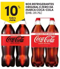 Continente Nos refrigerantes original e zero da marca coca-cola promoção