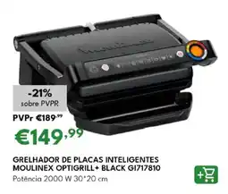 Radio Popular Grelhador de placas inteligentes moulinex optigrill+ black G1717810 promoção
