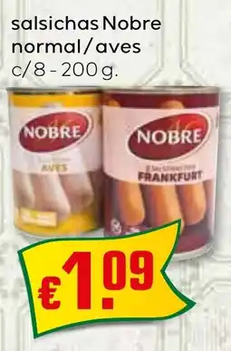 Bolama salsichas Nobre normal/aves c/8 promoção