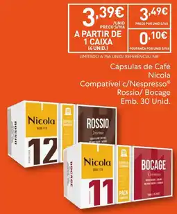 Recheio Cápsulas de Café Nicola Compatível c/Nespresso Rossio/ Bocage promoção