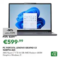 Radio Popular Pc portátil lenovo ideapad S3 15ARP10-865 promoção