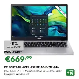 Radio Popular Pc portátil acer aspire AG15-71P-246 promoção