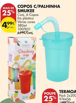 Pingo Doce Copos c/palhinha smukee promoção