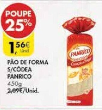 Pingo Doce Pão de Forma S/Côdea Panrico 450g promoção