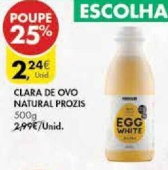 Pingo Doce Clara de Ovo Natural Prozis 500g promoção
