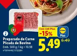 Lidl Preparado de Carne Picada de Bovino promoção