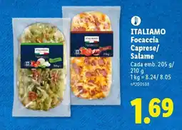 Lidl ITALIAMO Focaccia Caprese/Salame promoção