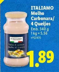 Lidl ITALIAMO Molho Carbonara/4 Queijos promoção