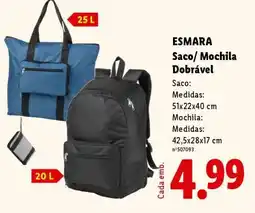 Lidl ESMARA Saco/ Mochila Dobrável promoção