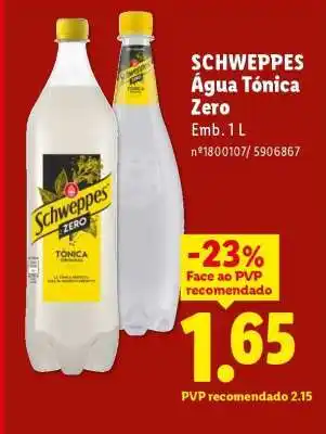 Lidl Schweppes Água Tónica Zero promoção