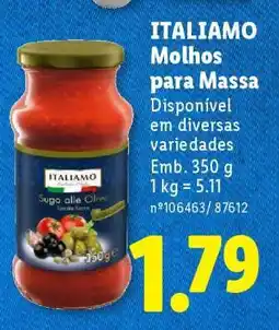 Lidl Italiamo Molhos para Massa promoção