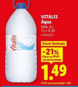 Lidl Vitalis Água promoção