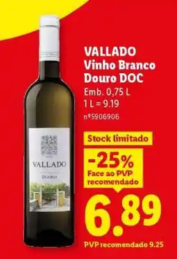 Lidl VALLADO Vinho Branco Douro DOC promoção