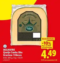 Lidl MILHAFRE Queijo Cunha Ilha Graciosa 9 Meses promoção