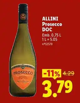 Lidl ALLINI Prosecco DOC promoção