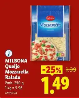 Lidl Milbona Queijo Mozzarella Ralado promoção