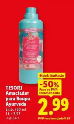 Lidl TESORI Amaciador para Roupa Ayurveda promoção