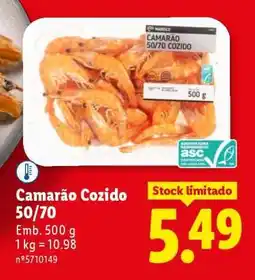 Lidl Camarão Cozido 50/70 promoção