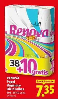 Lidl Renova Papel Higiénico Olé 2 Folhas promoção