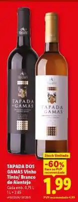 Lidl TAPADA DOS GAMAS Vinho Tinto/Branco do Alentejo promoção