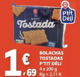 E.Leclerc Bolachas tostadas p'tit déli promoção