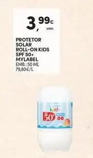 Continente Bom dia Mylabel - protetor solar roll-on kids spf 50+ promoção