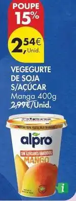 Pingo Doce Alpro - vegegurte de soja s/açúcar promoção