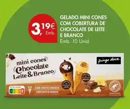 Pingo Doce Pingo doce - gelado mini cones com cobertura de chocolate de leite e branco promoção