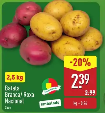 ALDI Batata Branca/Roxa Nacional promoção