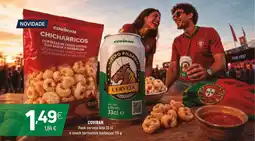 Coviran Coviran pack cerveja lata e snack torresmos barbecue promoção