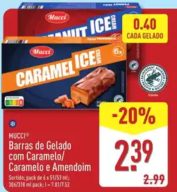 ALDI MUCCI Barras de Gelado com Caramelo/ Caramelo e Amendoim promoção