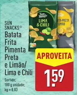 ALDI SUN SNACKS Batata Frita Pimenta Preta e Limão/ Lima e Chili promoção