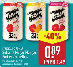 ALDI BANDIDA DO POMAR Sidra de Maçã/Manga/ Frutos Vermelhos promoção