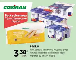 Coviran COVIRAN Pack bolacha palito + iogurte grego natural, açucarado, stracciatela, polpa morango ou limão promoção