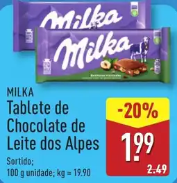 ALDI MILKA Tablete de Chocolate de Leite dos Alpes promoção