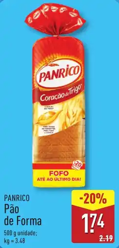 ALDI PANRICO Pão de Forma promoção