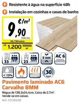 Obramat Pavimento laminado AC6 Carvalho 8MM promoção