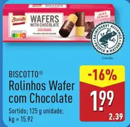 ALDI BISCOTTO Rolinhos Wafer com Chocolate promoção