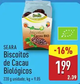 ALDI SEARA Biscoitos de Cacau Biológicos promoção